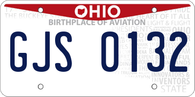 OH license plate GJS0132
