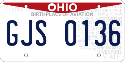 OH license plate GJS0136