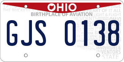 OH license plate GJS0138