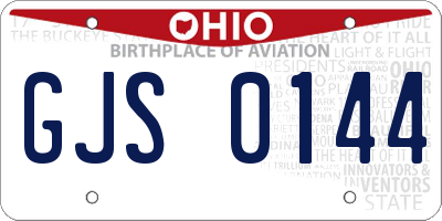 OH license plate GJS0144