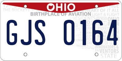 OH license plate GJS0164