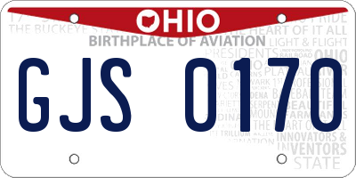 OH license plate GJS0170