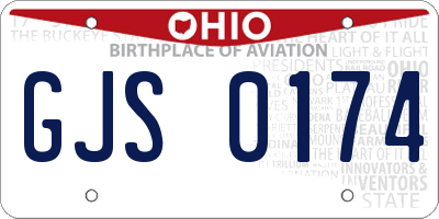 OH license plate GJS0174