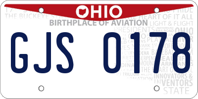 OH license plate GJS0178