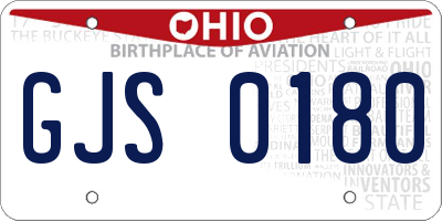 OH license plate GJS0180