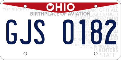 OH license plate GJS0182