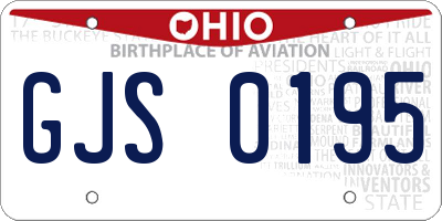 OH license plate GJS0195