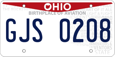 OH license plate GJS0208
