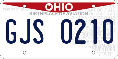 OH license plate GJS0210