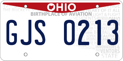 OH license plate GJS0213