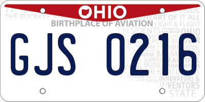 OH license plate GJS0216