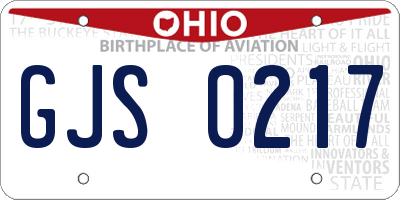 OH license plate GJS0217