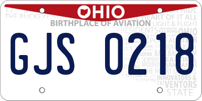 OH license plate GJS0218