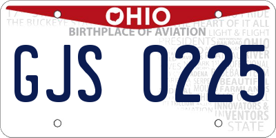 OH license plate GJS0225