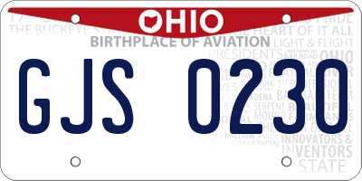 OH license plate GJS0230