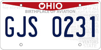 OH license plate GJS0231