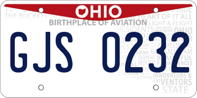 OH license plate GJS0232