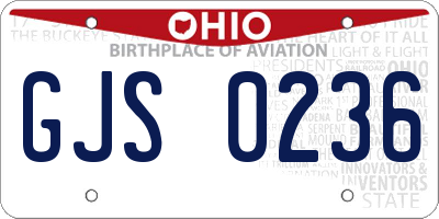 OH license plate GJS0236