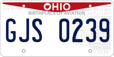 OH license plate GJS0239