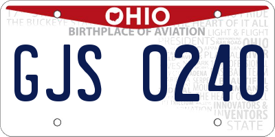 OH license plate GJS0240