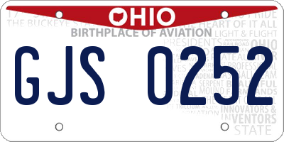 OH license plate GJS0252