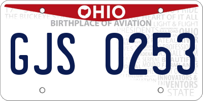 OH license plate GJS0253