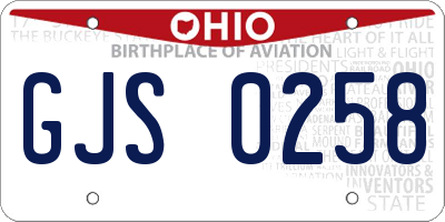 OH license plate GJS0258
