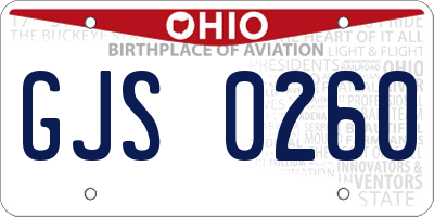 OH license plate GJS0260