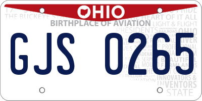 OH license plate GJS0265