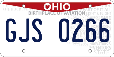 OH license plate GJS0266