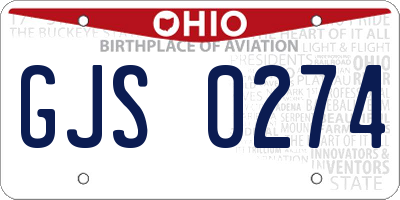 OH license plate GJS0274