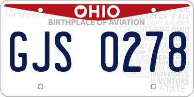 OH license plate GJS0278