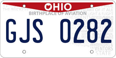 OH license plate GJS0282