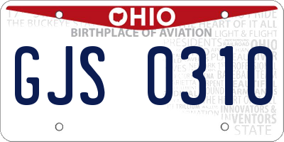OH license plate GJS0310