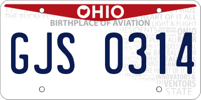 OH license plate GJS0314