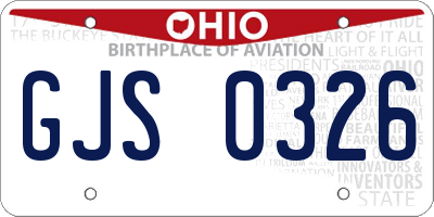 OH license plate GJS0326