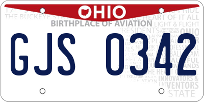 OH license plate GJS0342