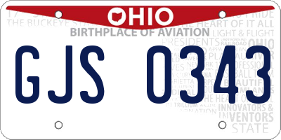 OH license plate GJS0343