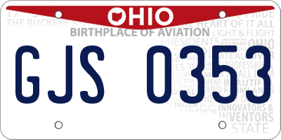 OH license plate GJS0353