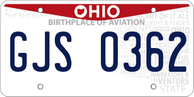 OH license plate GJS0362