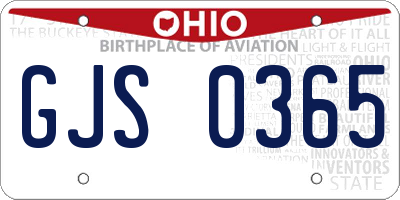 OH license plate GJS0365