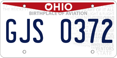 OH license plate GJS0372