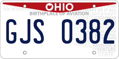 OH license plate GJS0382