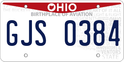OH license plate GJS0384