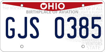 OH license plate GJS0385