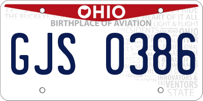 OH license plate GJS0386