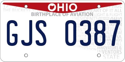 OH license plate GJS0387