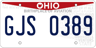 OH license plate GJS0389