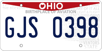 OH license plate GJS0398