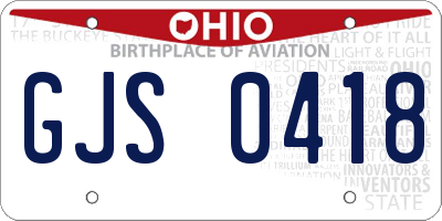OH license plate GJS0418